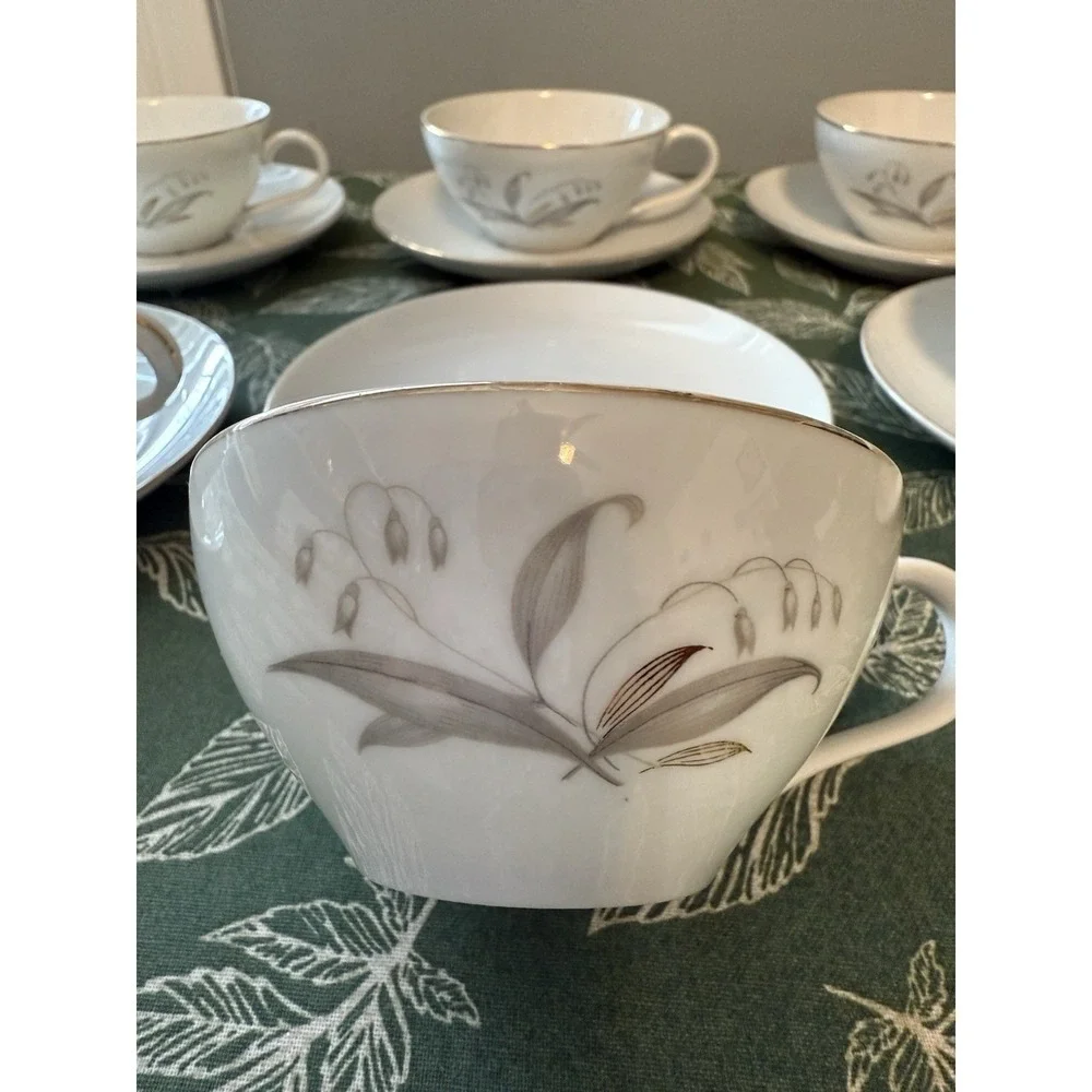 Kaysons Fina China Japan Vtg. Golden Rhapsody 1961 Cups & Saucers Set Of 6